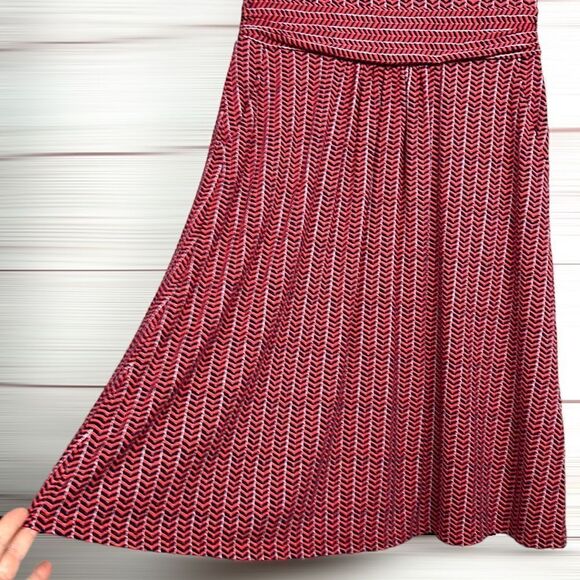New BODEN Amelie Jersey Dress Red Chevron Twist Short Sleeve Fit & Flare 8R - Picture 9 of 13